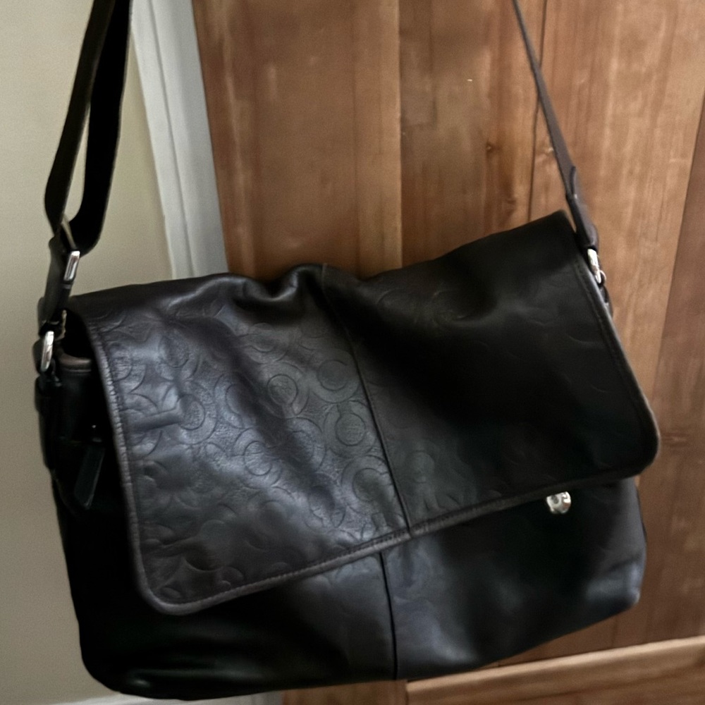 Coach chocolate Leather Unisex Messenger Bag